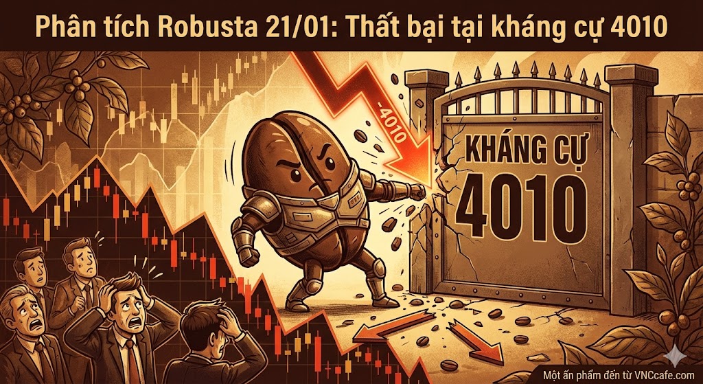 Phân tích Robusta 21/01: Thất bại tại kháng cự 4010